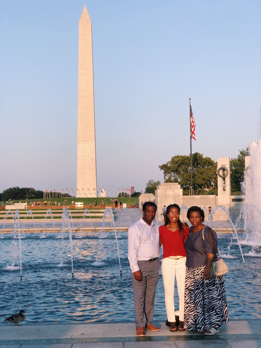 Christell with parents in DC